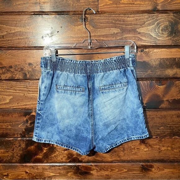 STS Blue Tie Front Paper Bag Waist Intentional Faded Denim Shorts Women's Size27 - Picture 14 of 14